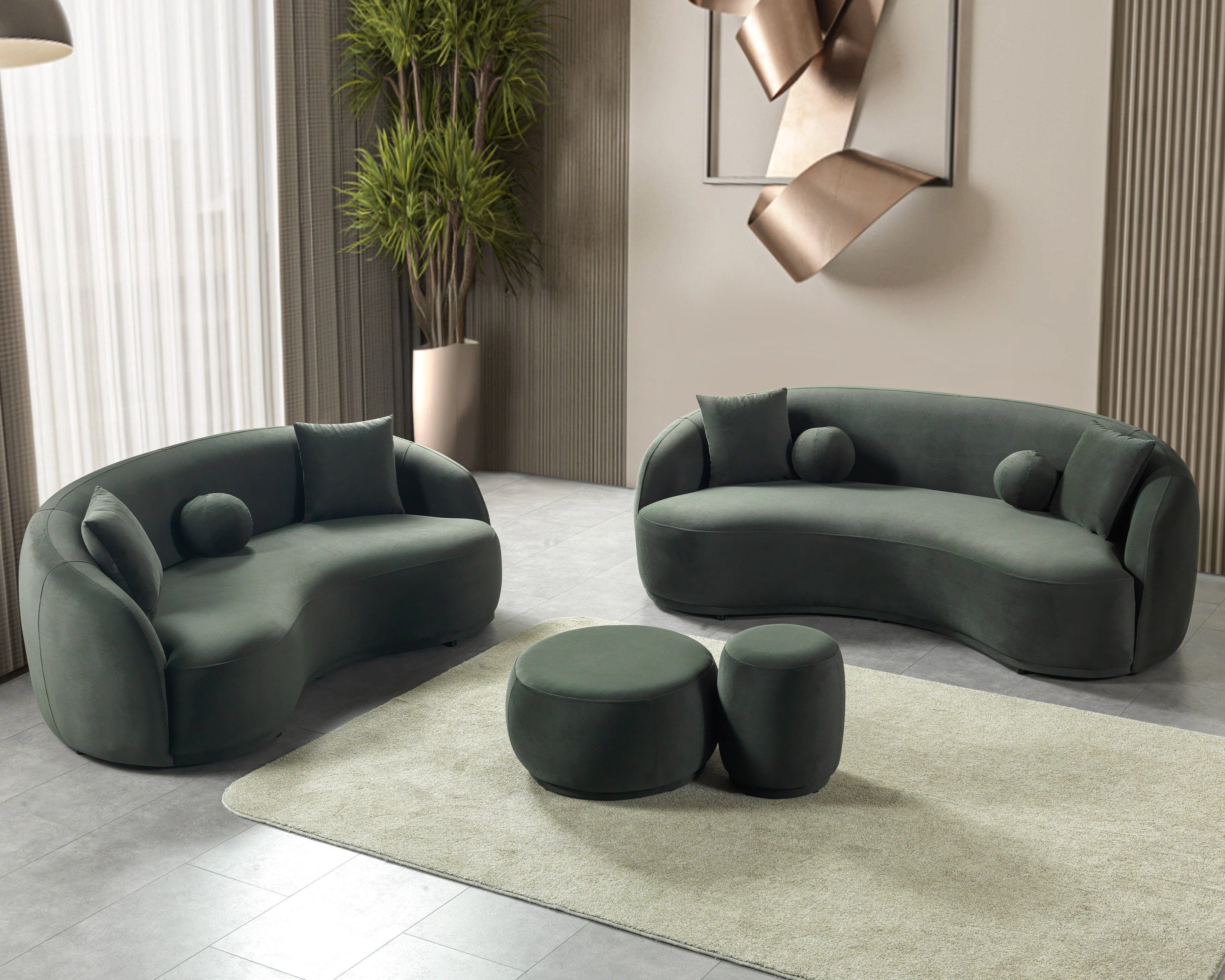 Bonita Velvet Collection 2-Piece Set / Green Living Room Set Berch Furniture