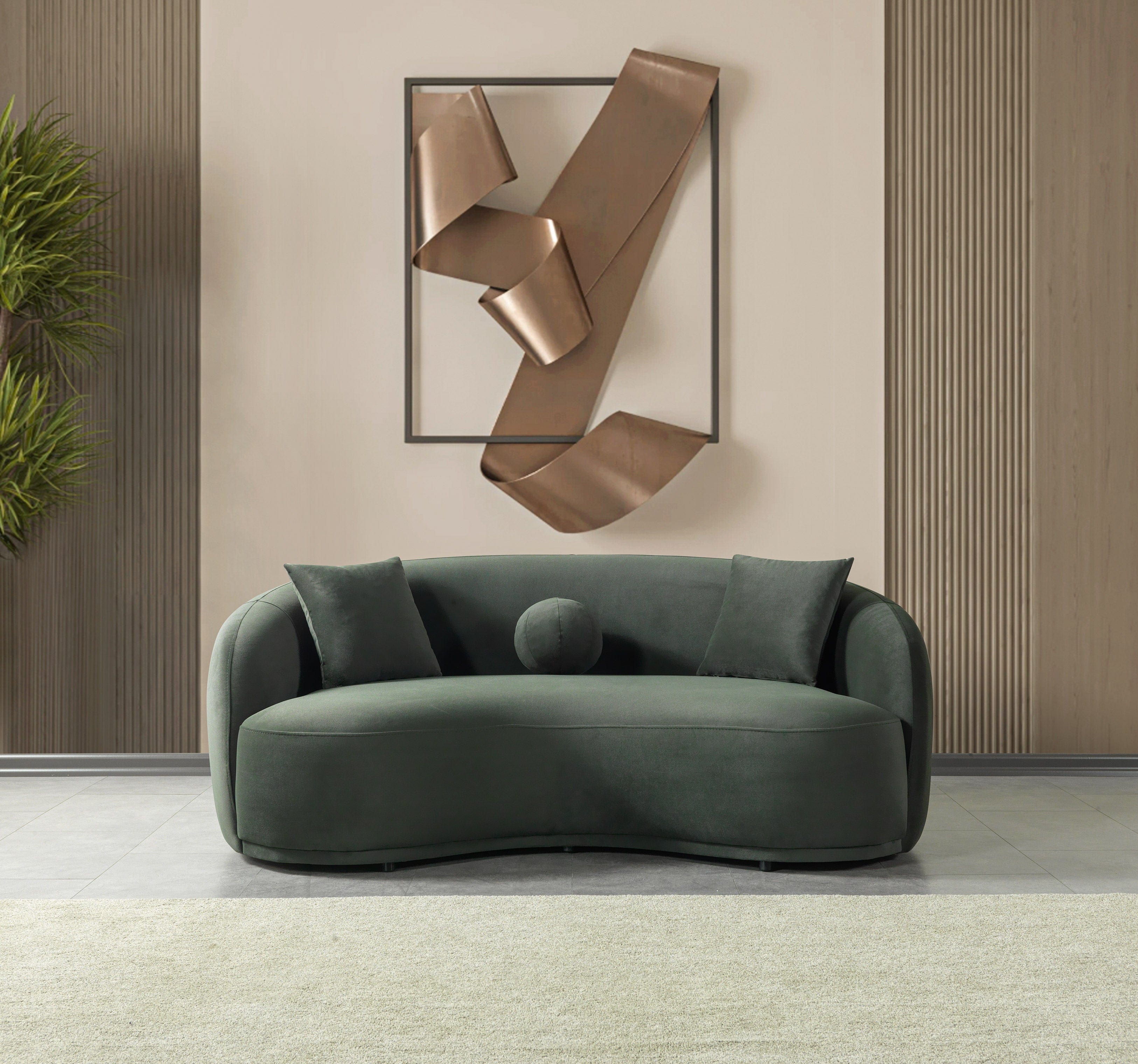 Bonita Velvet Collection Loveseat / Green Living Room Set Berch Furniture