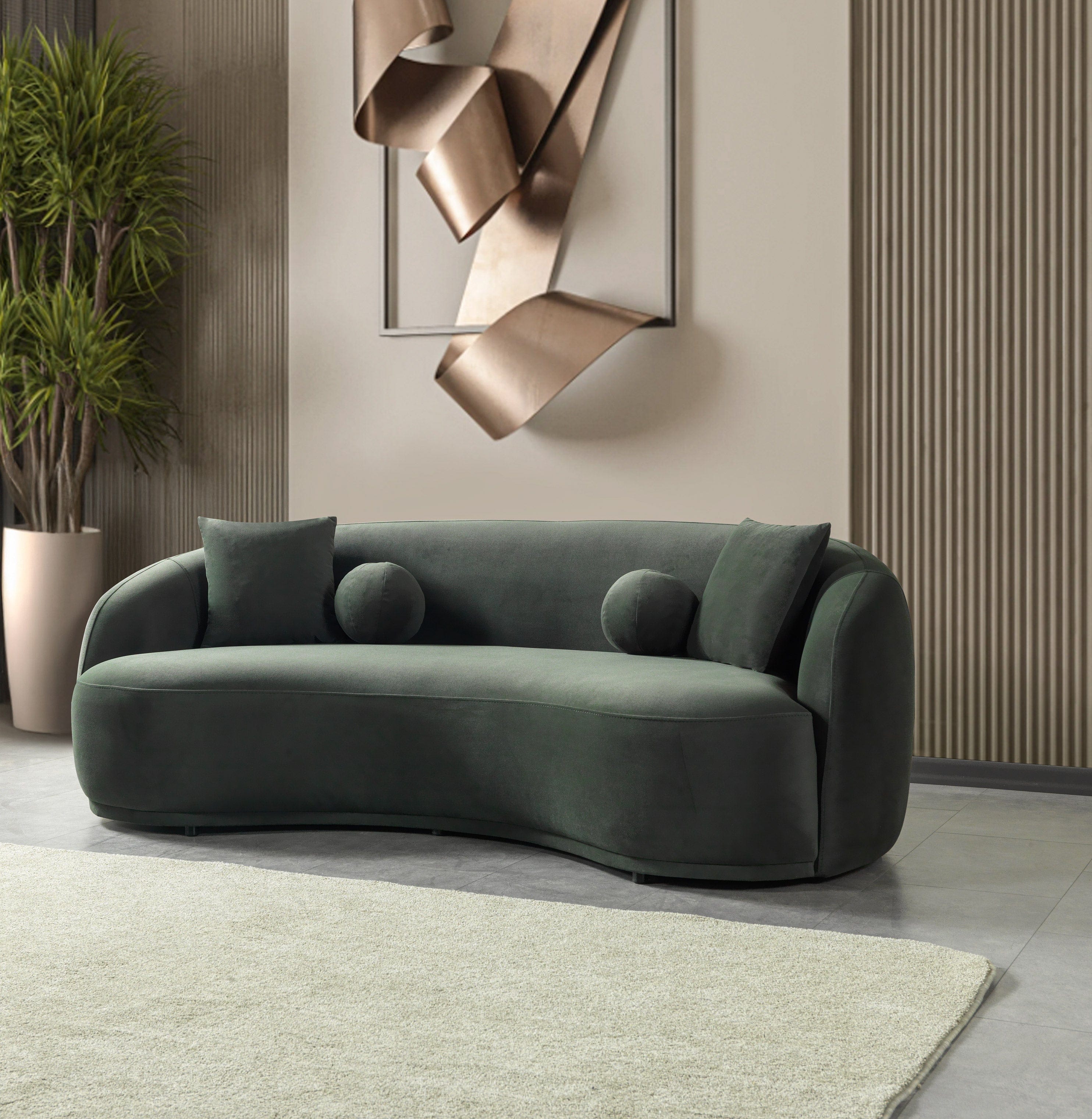 Bonita Velvet Collection Sofa / Green Living Room Set Berch Furniture