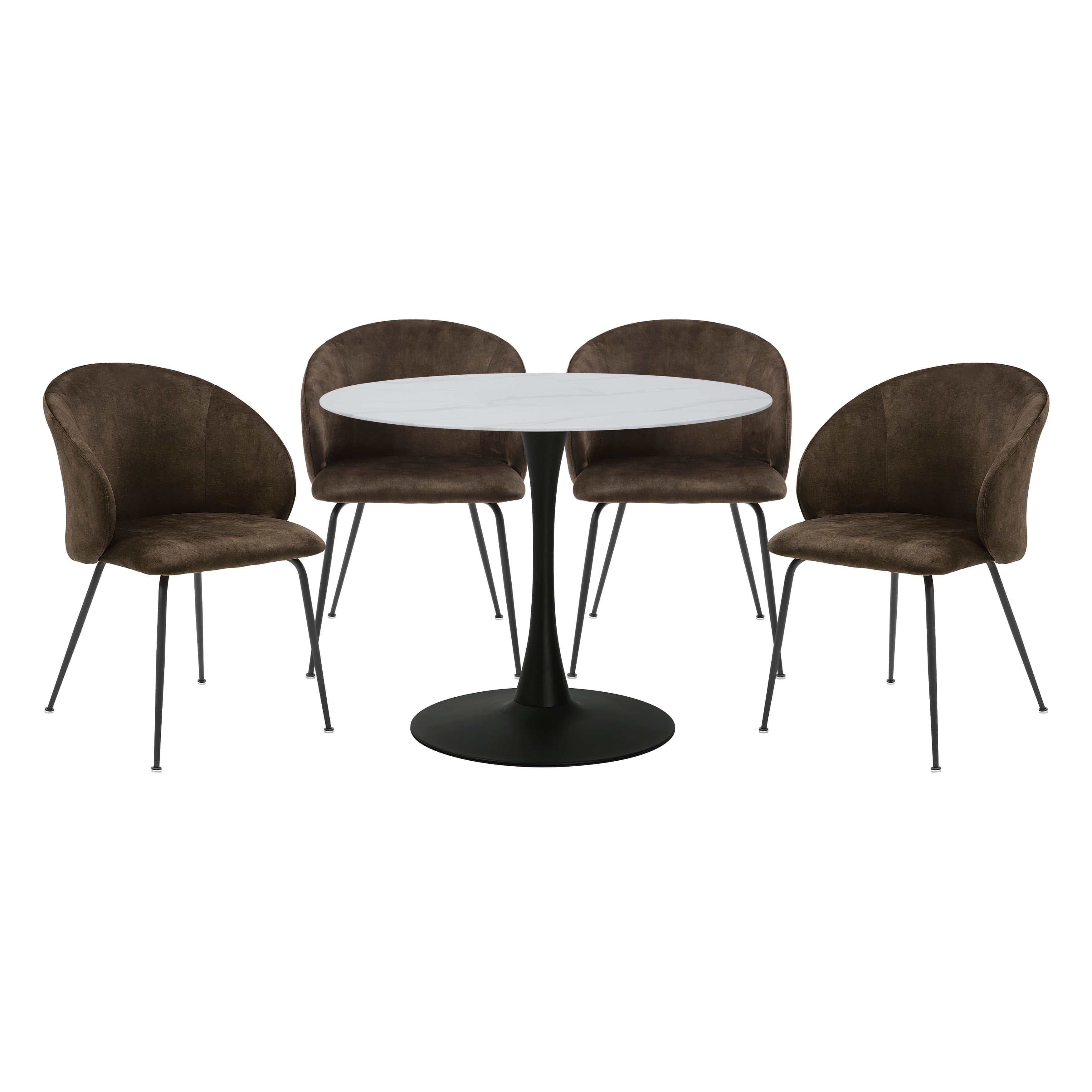 Cosimo Round Dining Set Brown Dining Set Berch Furniture
