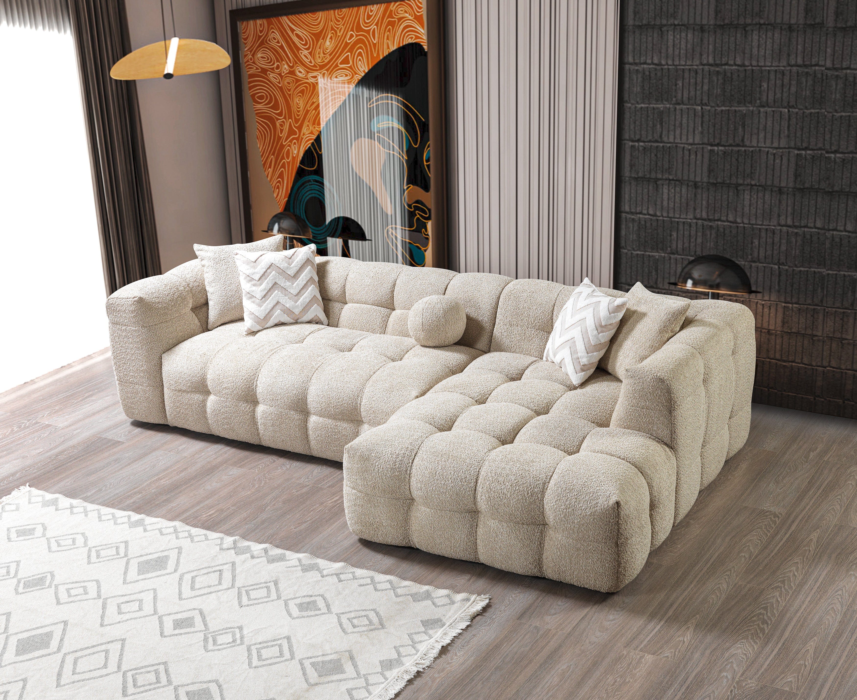 Ivy Sectional Right Chaise Sand Sectional Berch Furniture