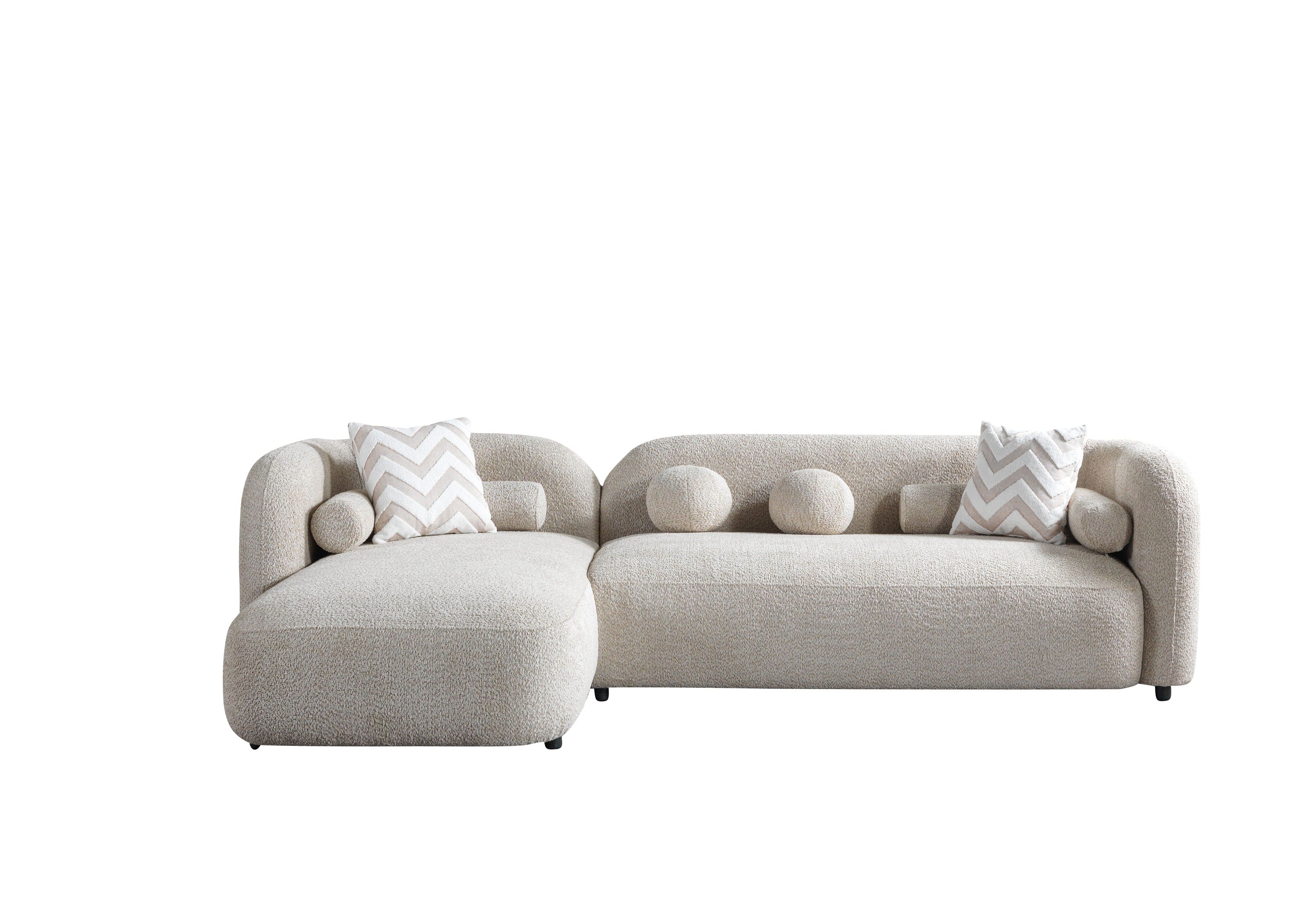 Liva Boucle Sectional Sand Left Facing Chaise Sectional Berch Furniture