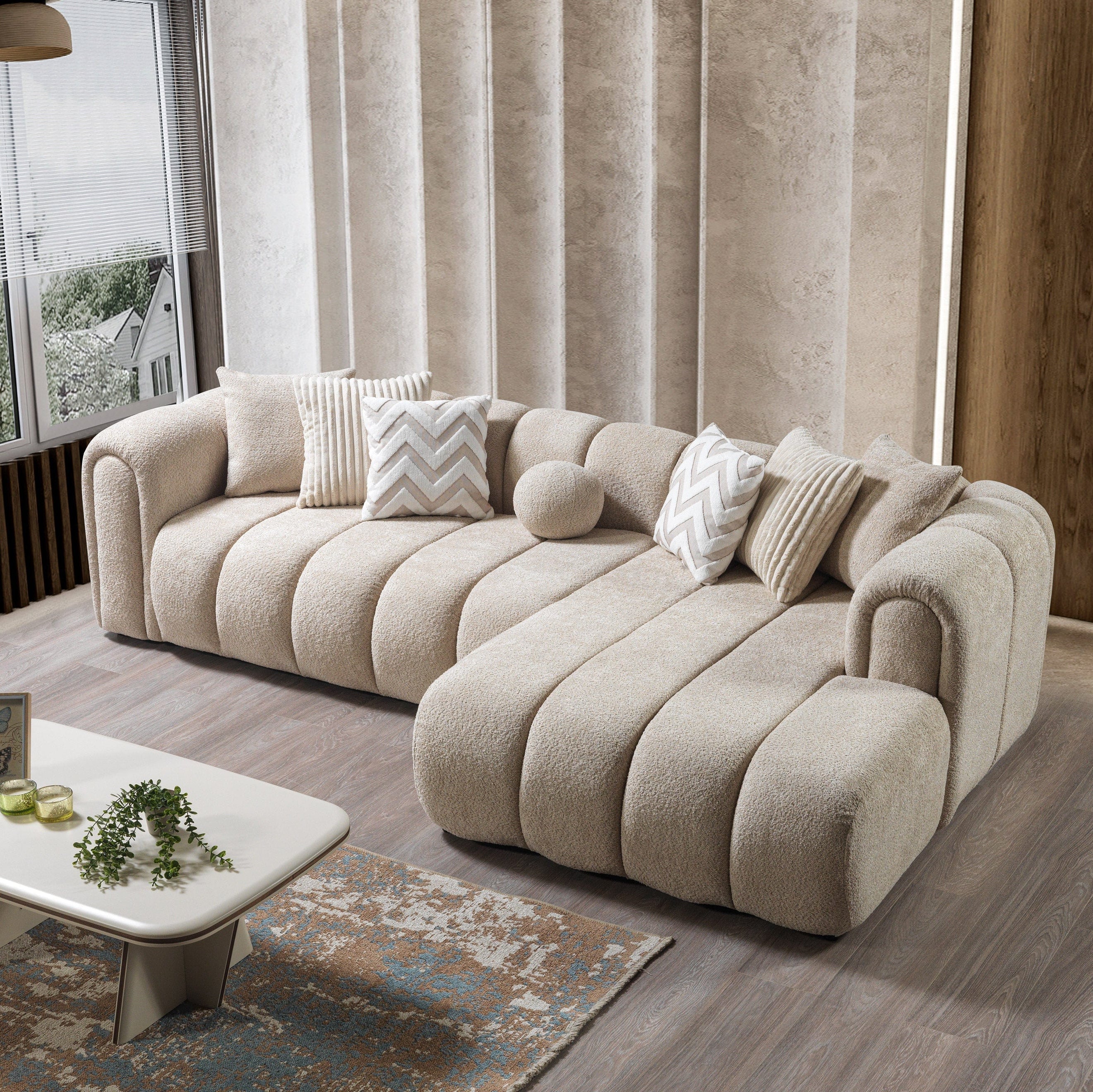 Liz Boucle Sectional Sectional Berch Furniture
