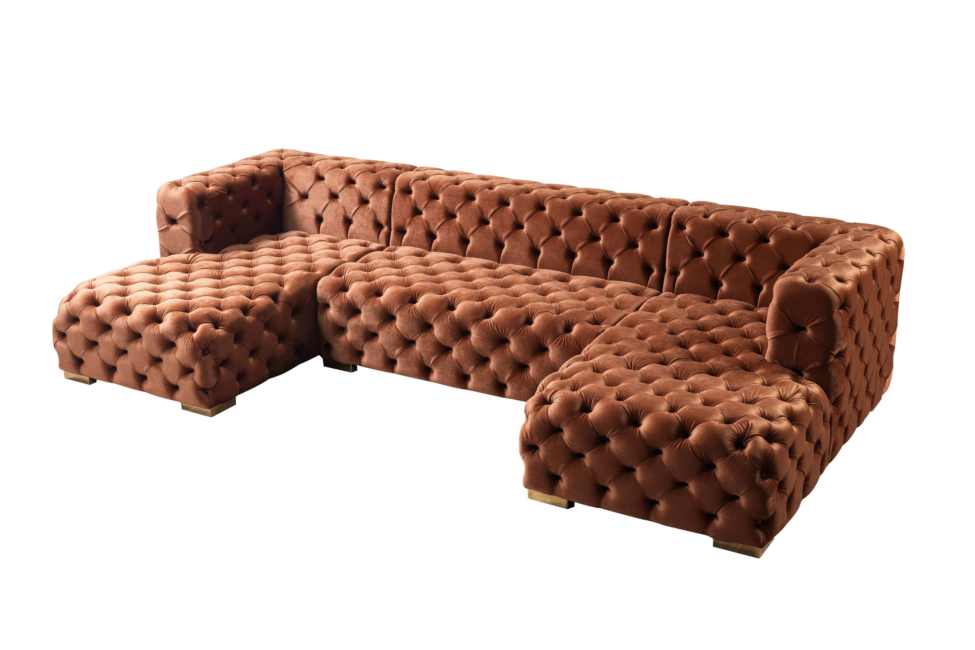 Neva Velvet Double Chaise Sectional Sectional Berch Furniture