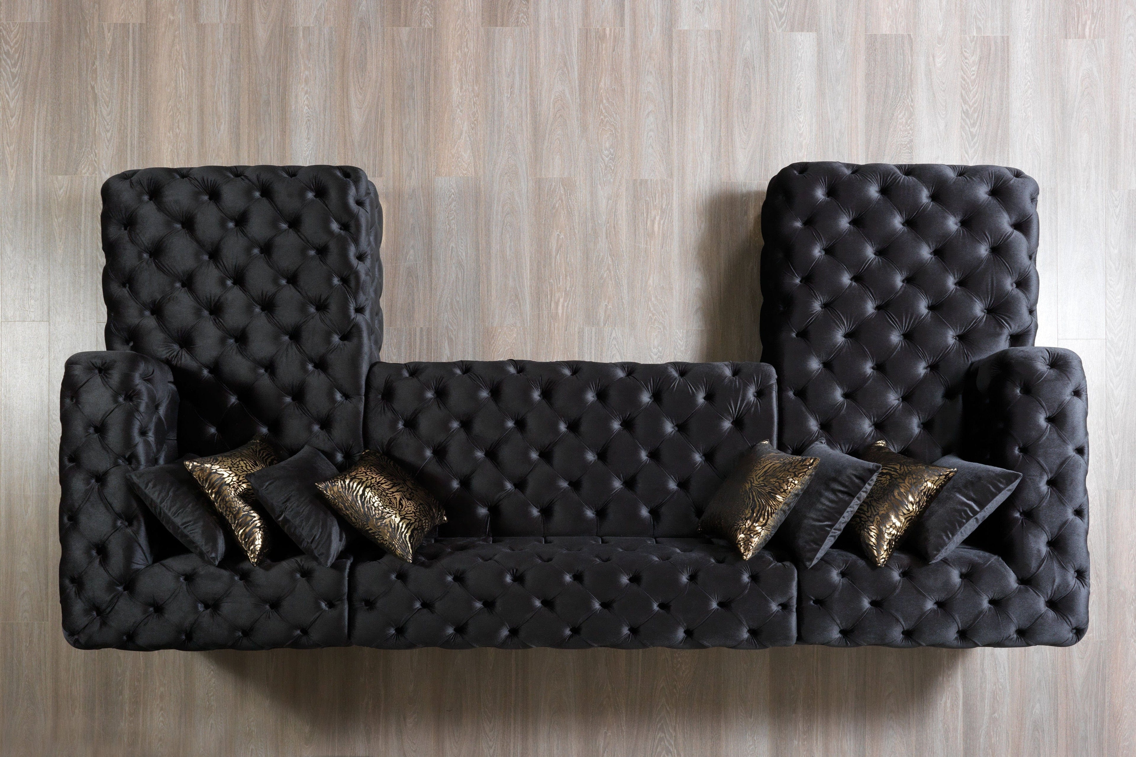 Neva Velvet Double Chaise Sectional Sectional Berch Furniture