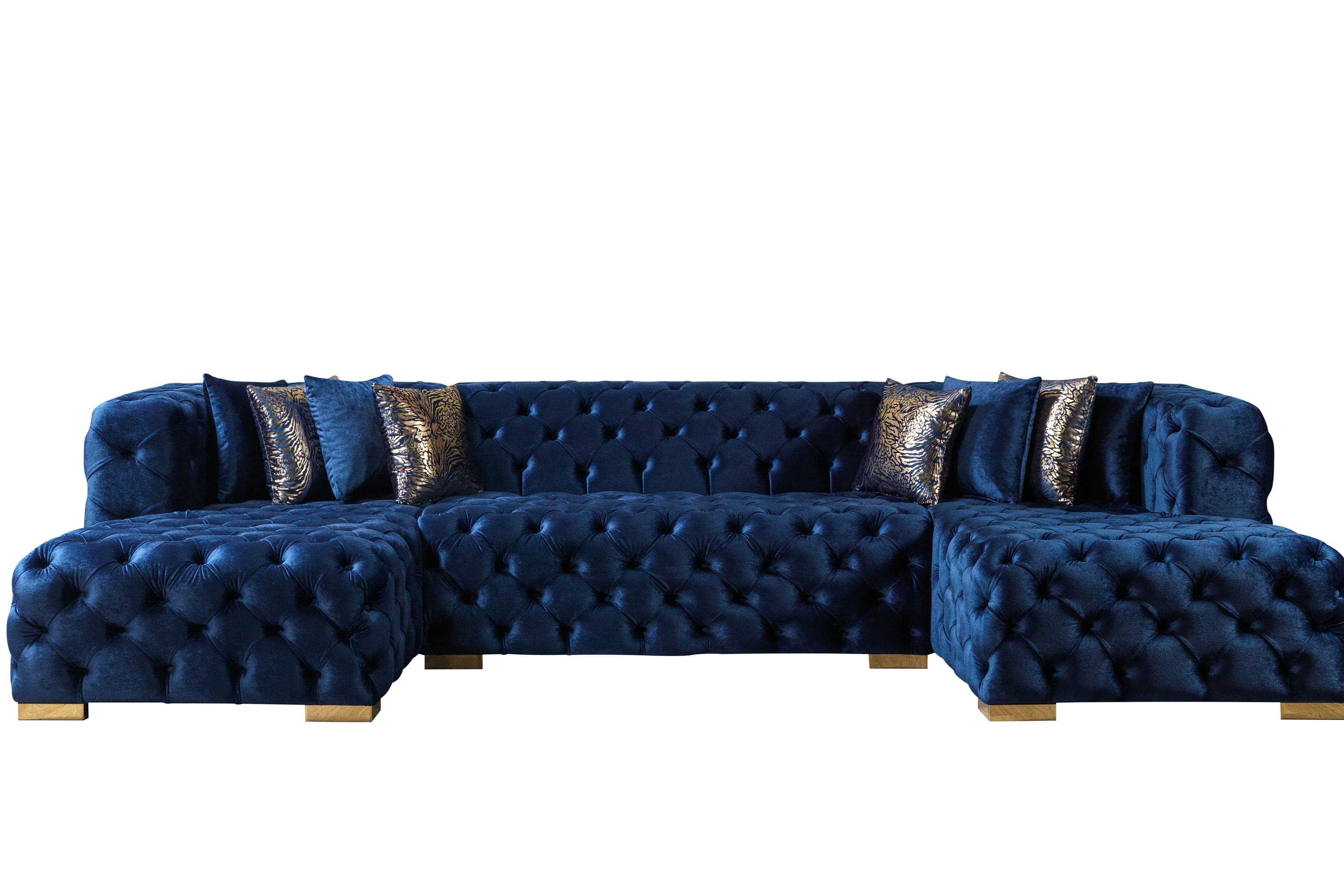 Neva Velvet Double Chaise Sectional Blue Sectional Berch Furniture