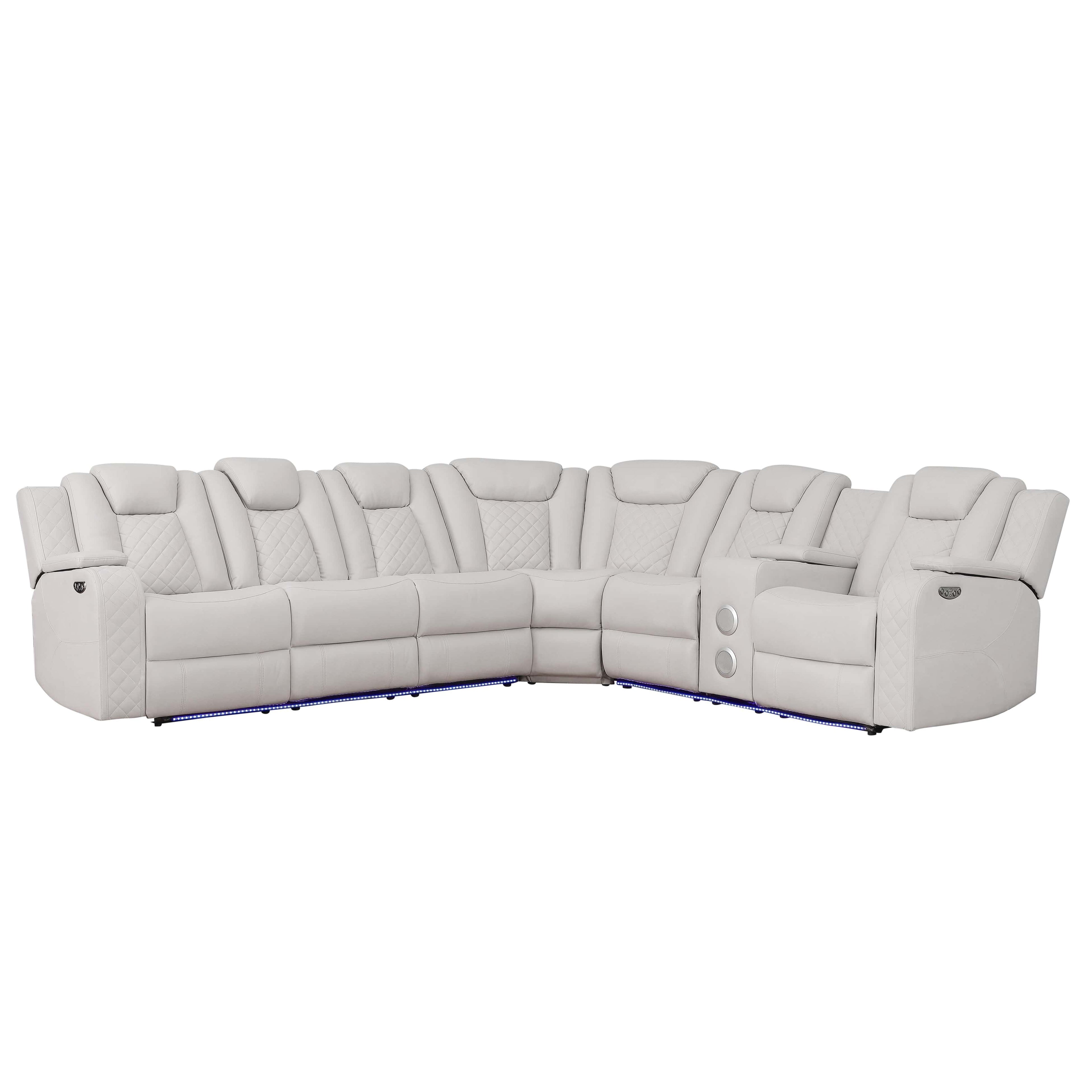 Radiant Power Sectional White Reclining Berch Furniture