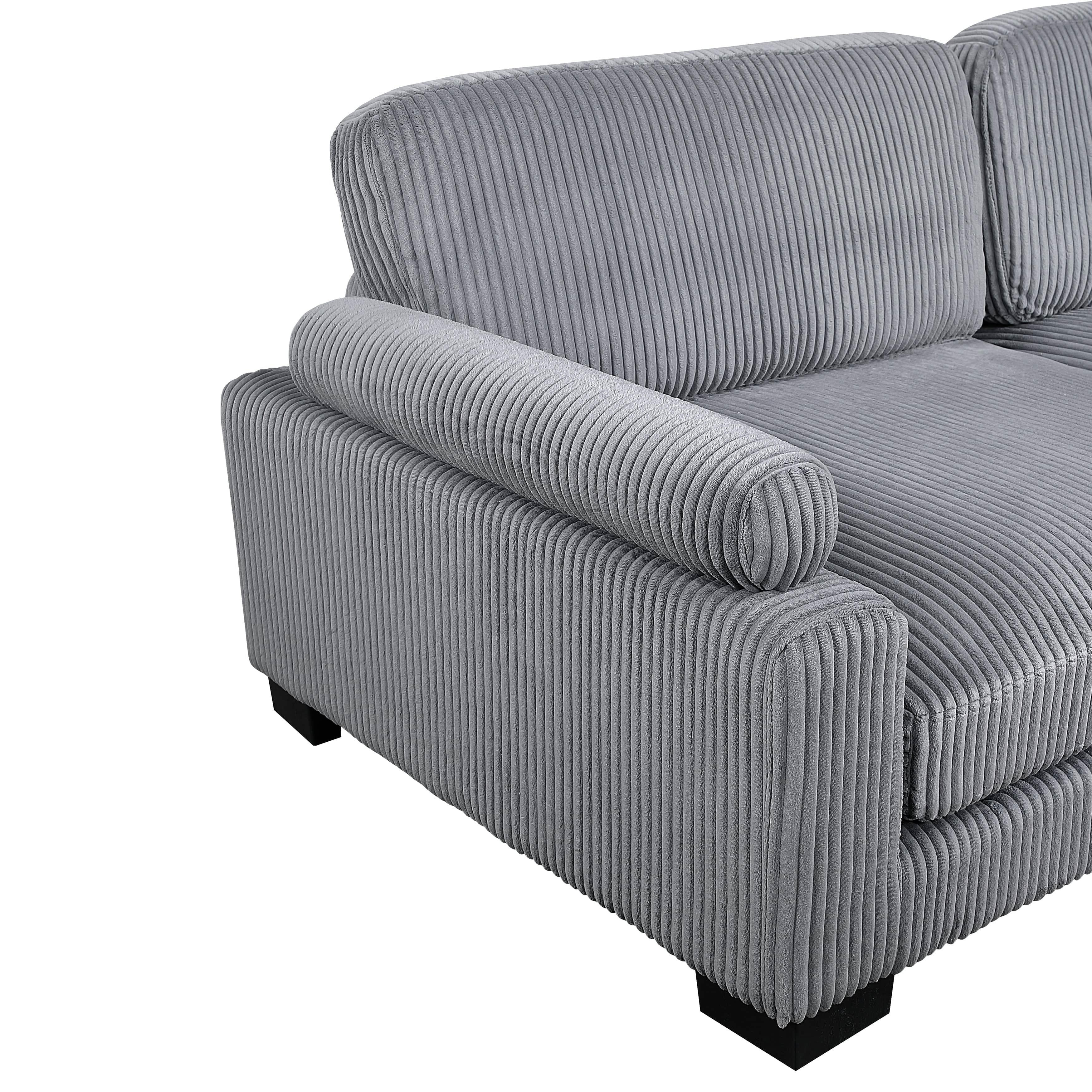 Travers 6-Piece Corduroy Modular Sectional Couch – Oversized 135 Inches Cream Fabric L-Shaped Sofa w/ Armless Chair Sectional Berch Furniture