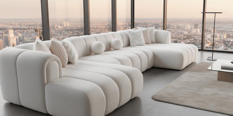 white sectional sofa in a modern living room 