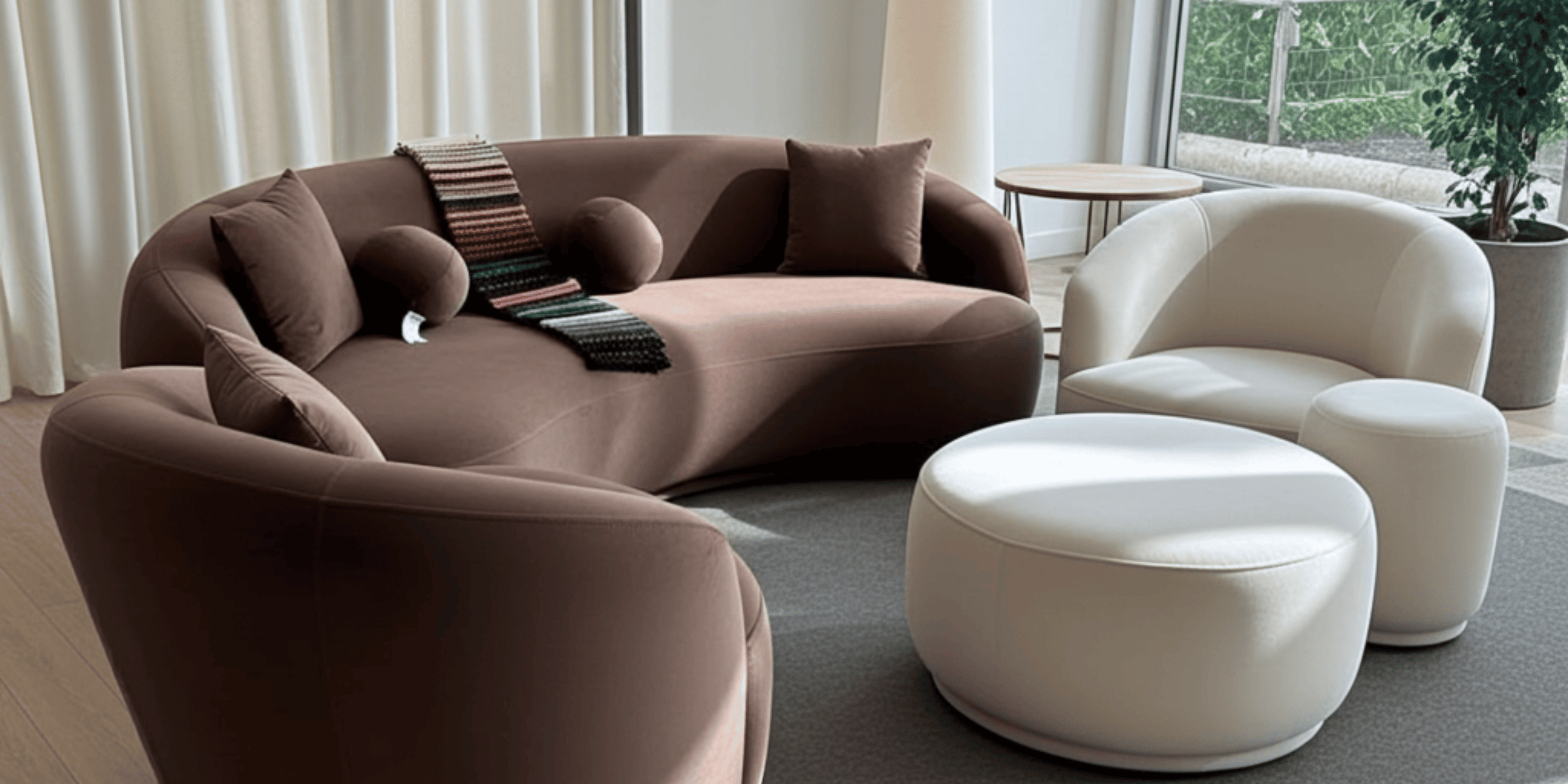 sofas living room modern velvet curved boucle leather mid century chic solid wood 