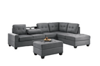 Gray sectional sofa with ottoman in a living room setting