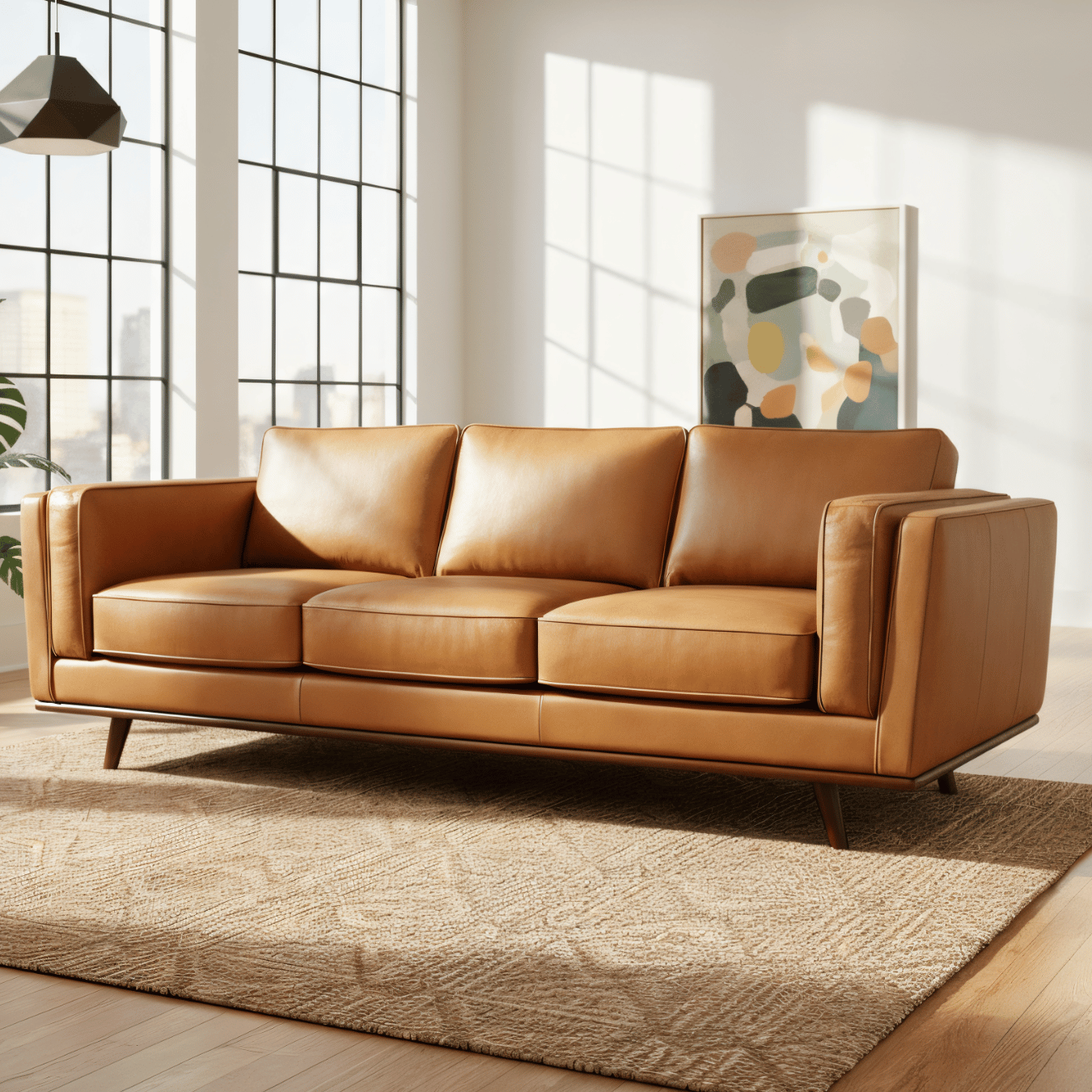 Chase Top-Grain Leather Sofa, 90 Inches MCM