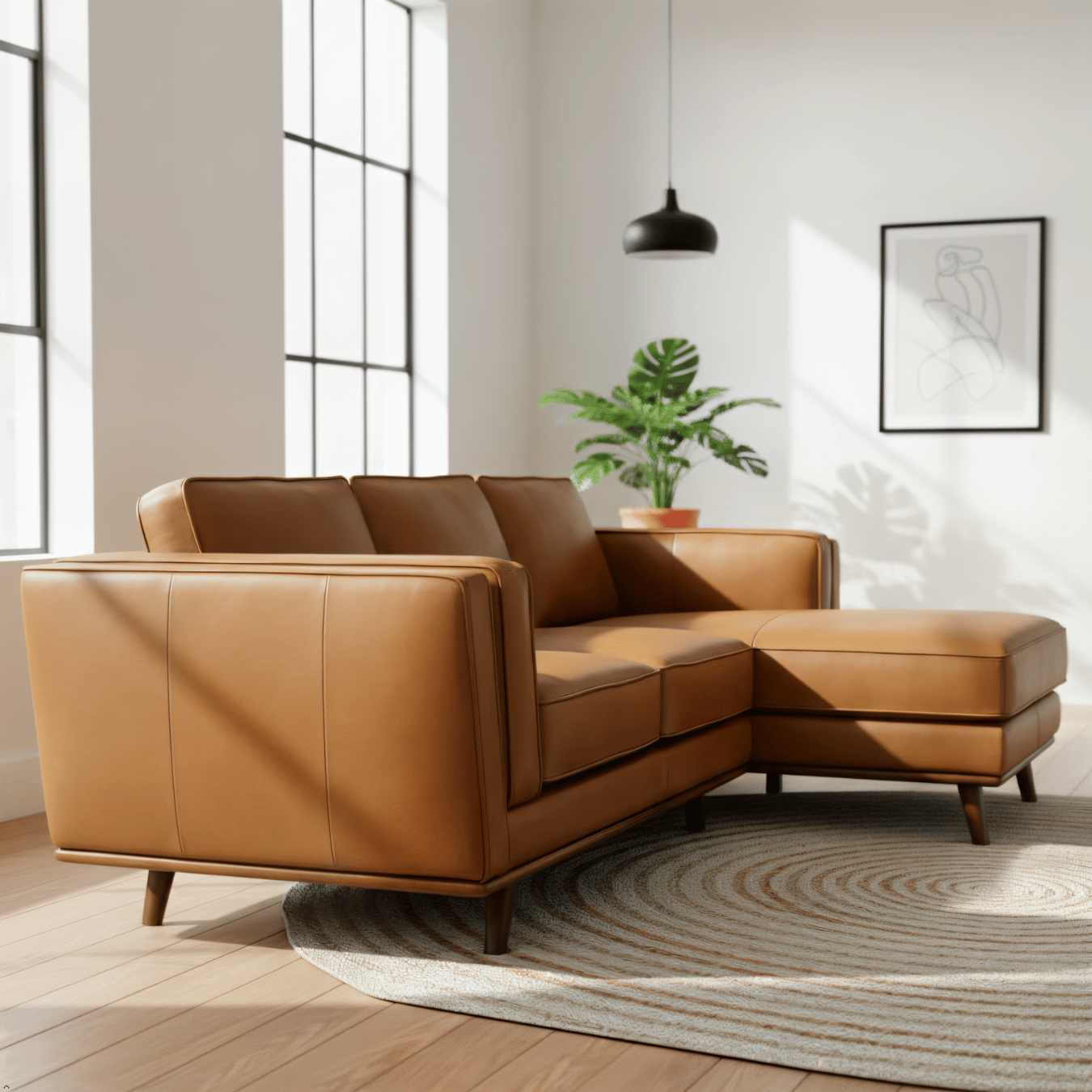 Chase Top-Grain Leather Sofa, 90 Inches MCM