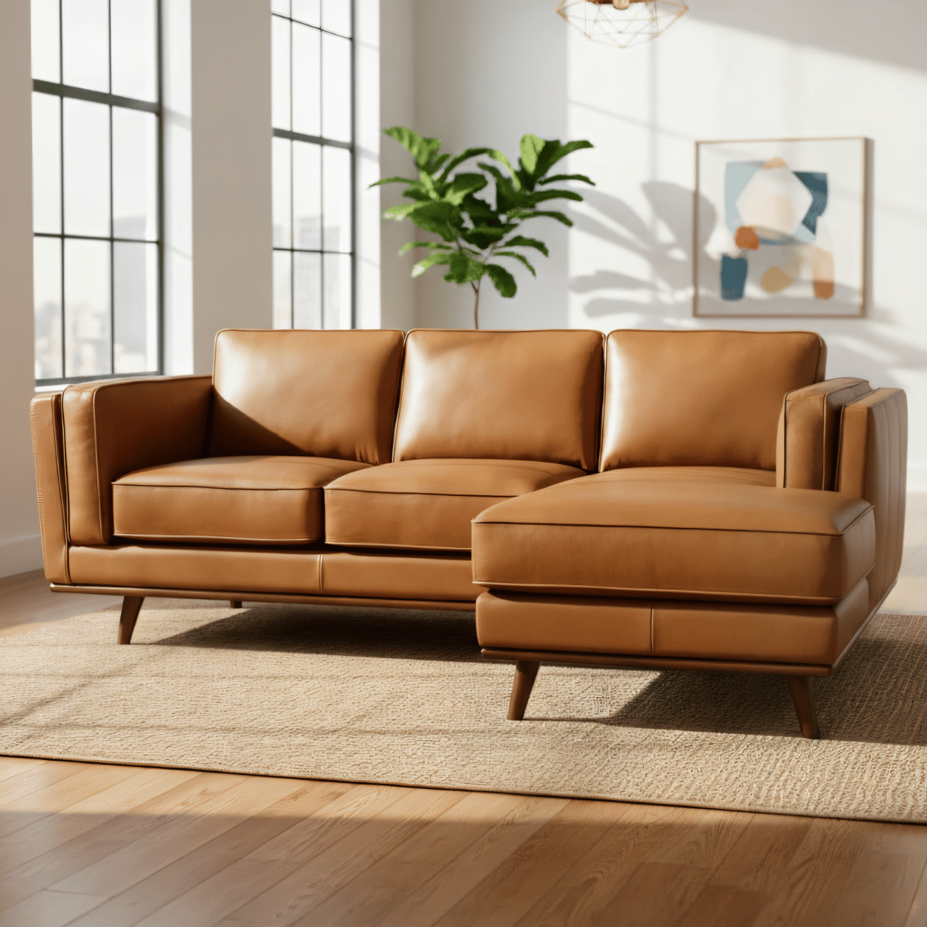 Chase Top-Grain Leather Sofa, 90 Inches MCM