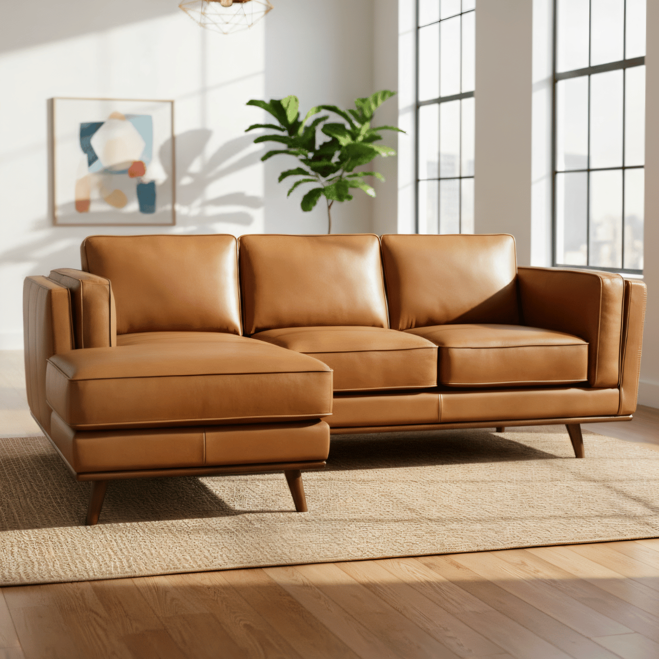 Chase Top-Grain Leather Sofa, 90 Inches MCM