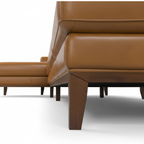 Benson Leather Sectional, Top-Grain Mid Century Modern L-Shaped Sofa 99"