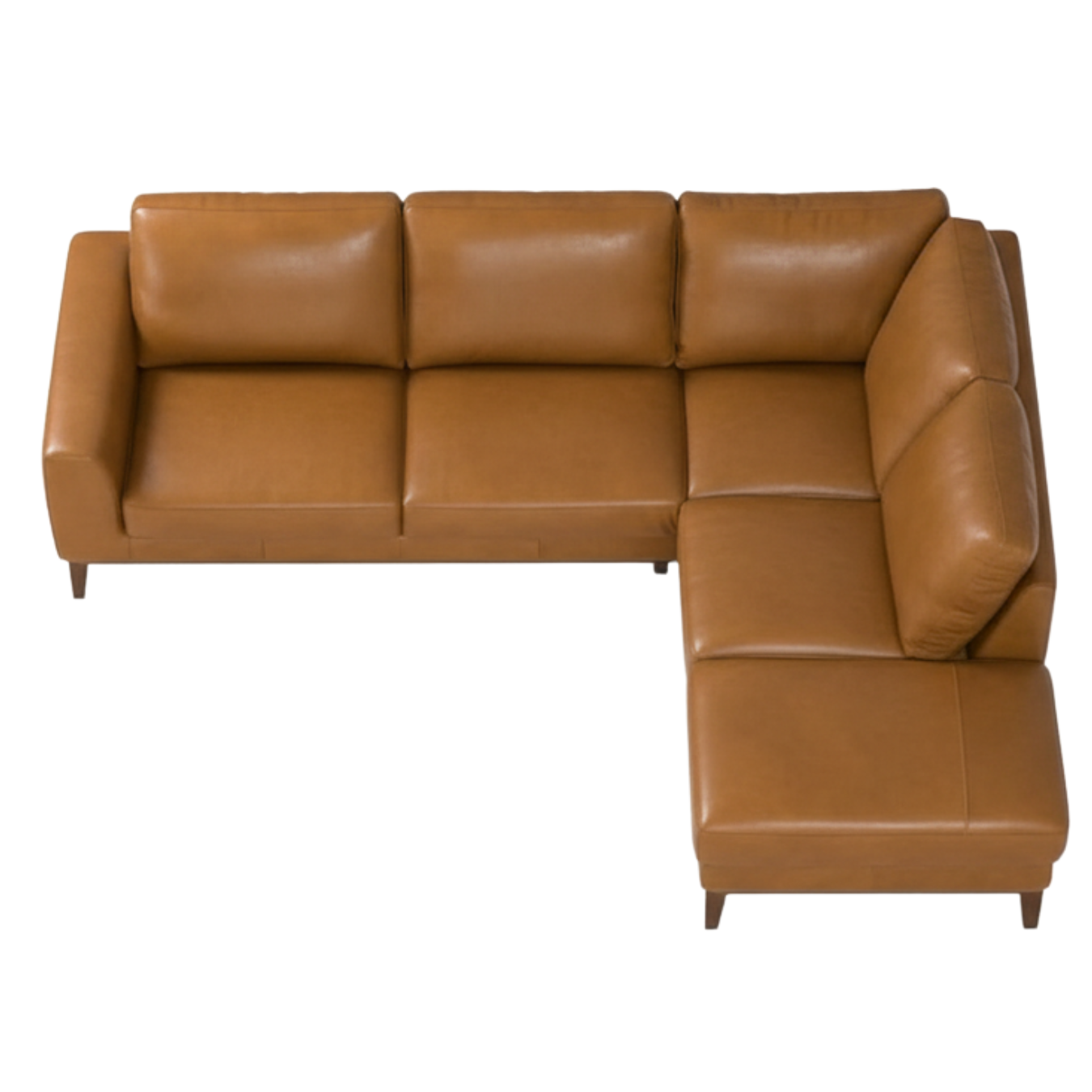 Benson Leather Sectional, Top-Grain Mid Century Modern L-Shaped Sofa 99"