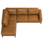 Benson Leather Sectional, Top-Grain Mid Century Modern L-Shaped Sofa 99"