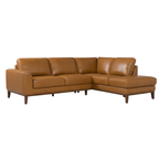 Benson Leather Sectional, Top-Grain Mid Century Modern L-Shaped Sofa 99"