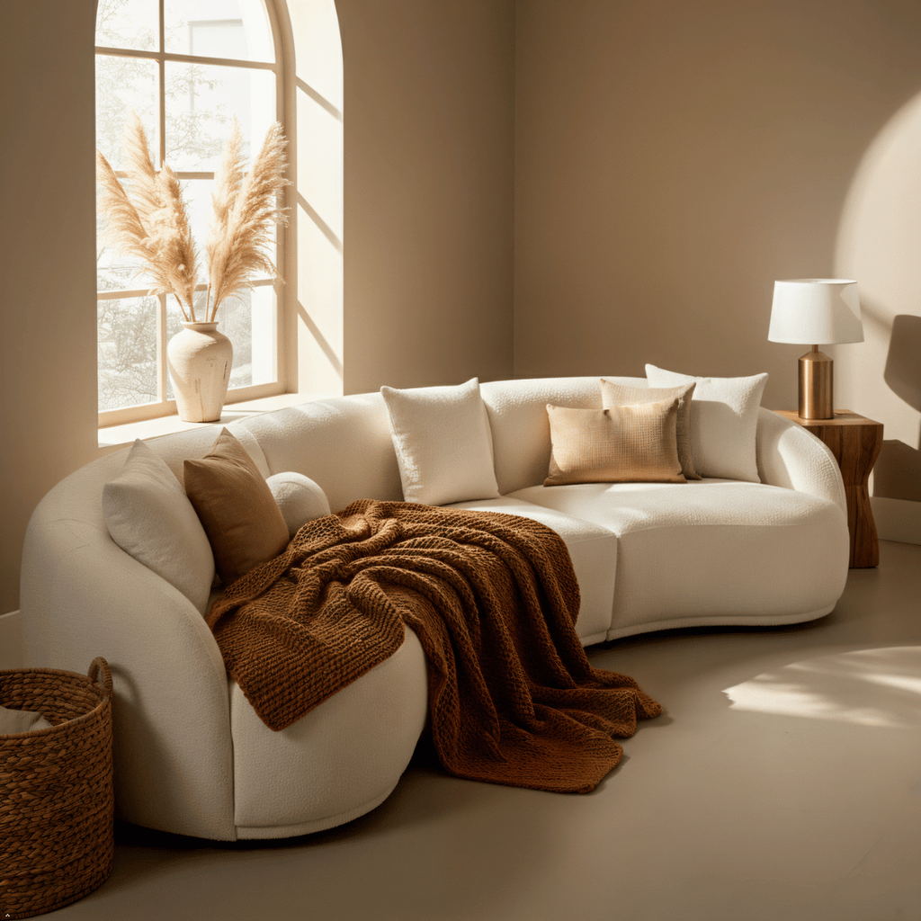 Boucle Sectional Ivory 3-Piece