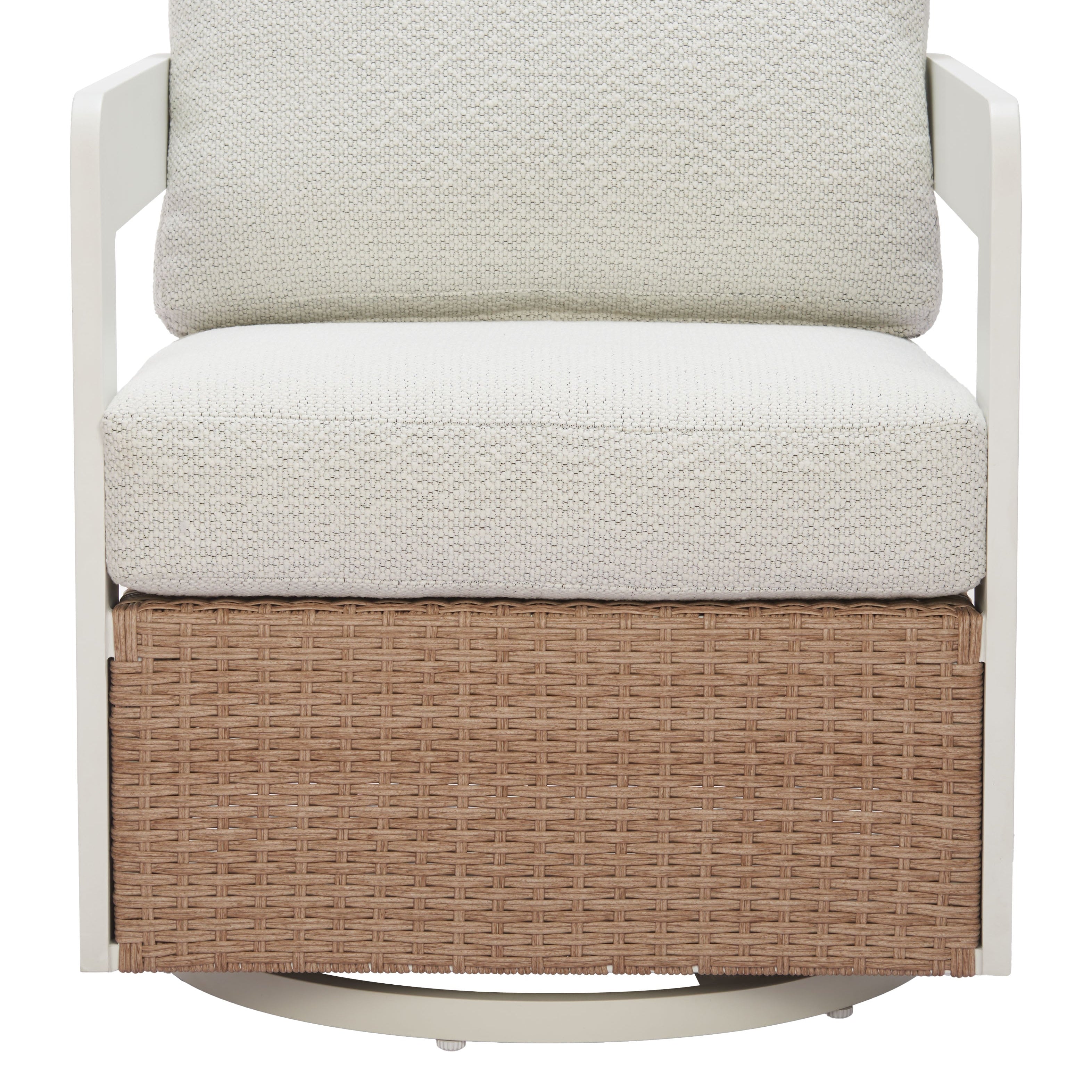 Modern Outdoor Sofa — White Aluminum Frame & Rattan Weave Patio Furniture