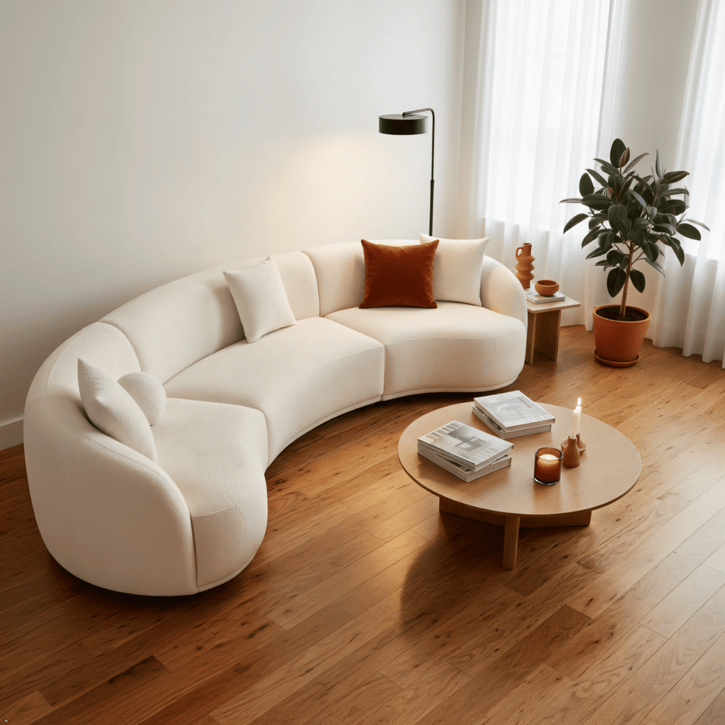 Boucle Sectional Ivory 3-Piece