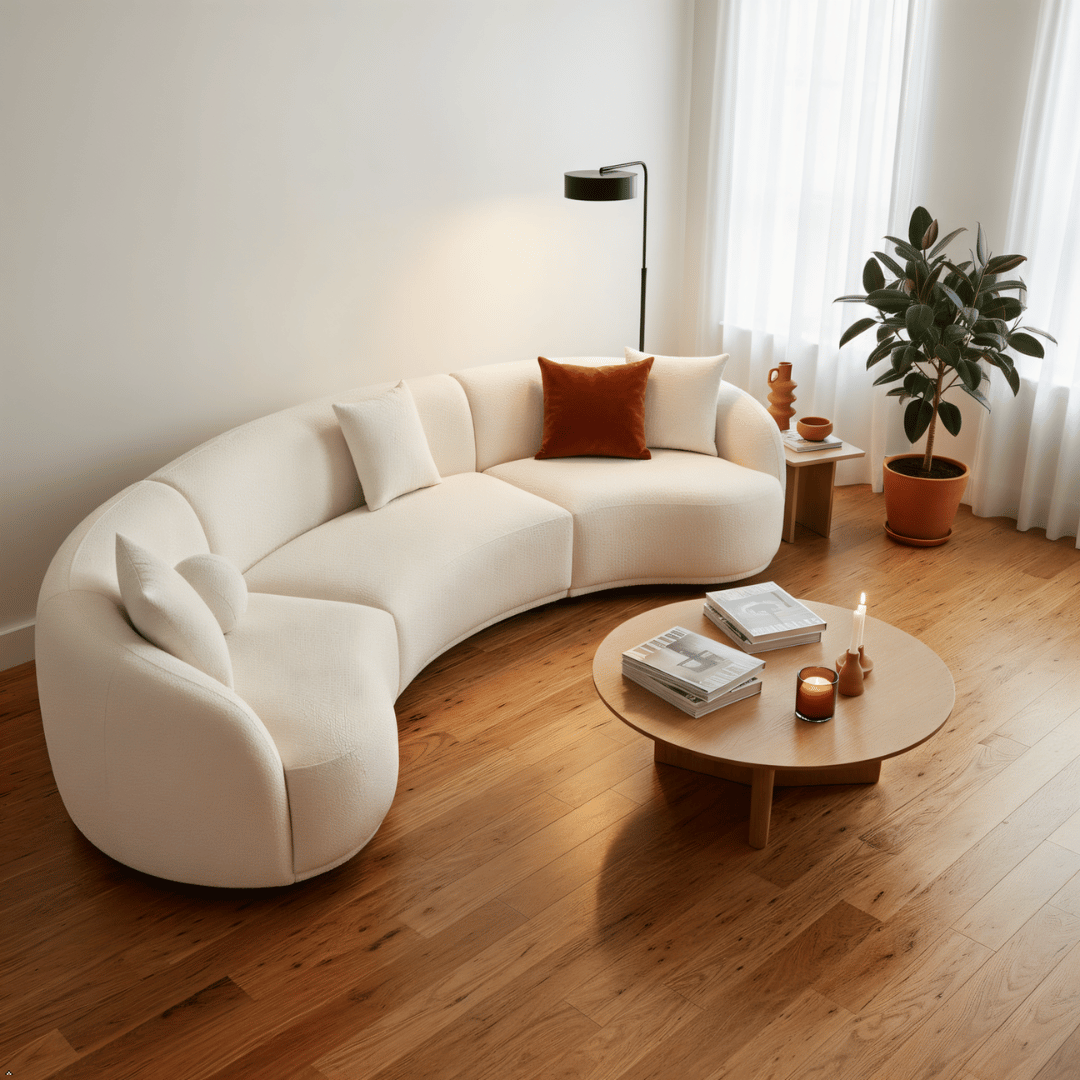 Boucle Sectional Ivory 3-Piece