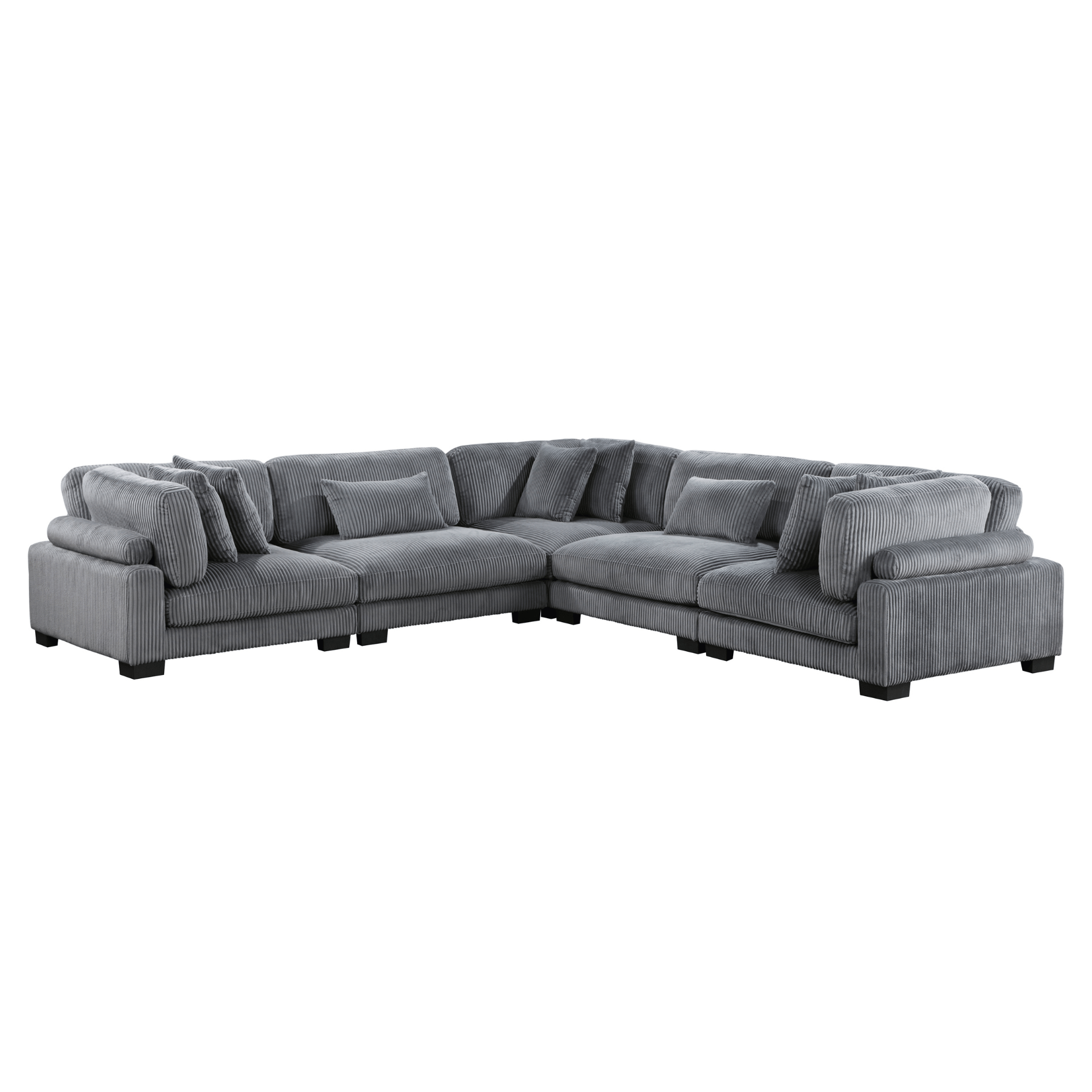 Gray sectional sofa on a white background