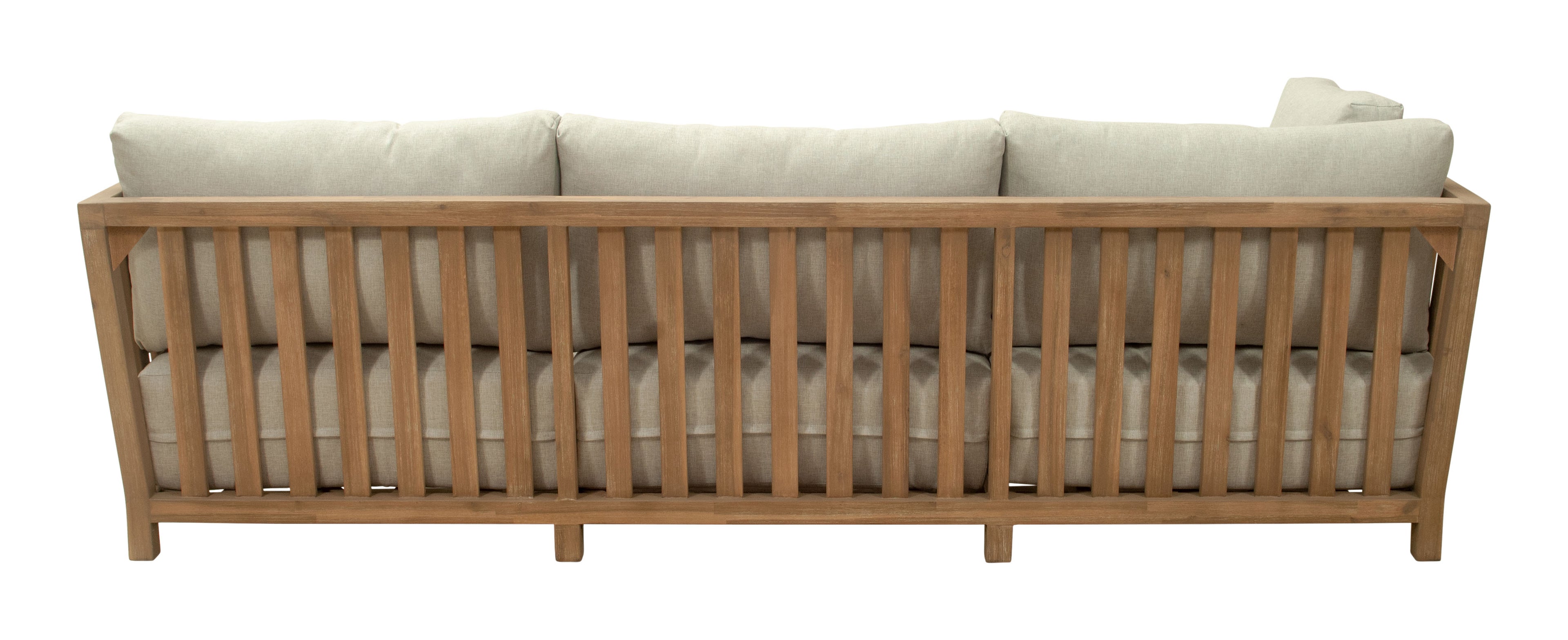 Wooden crib with beige mattress on a white background