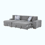 Gray sectional sofa with pull-out bed on a white background