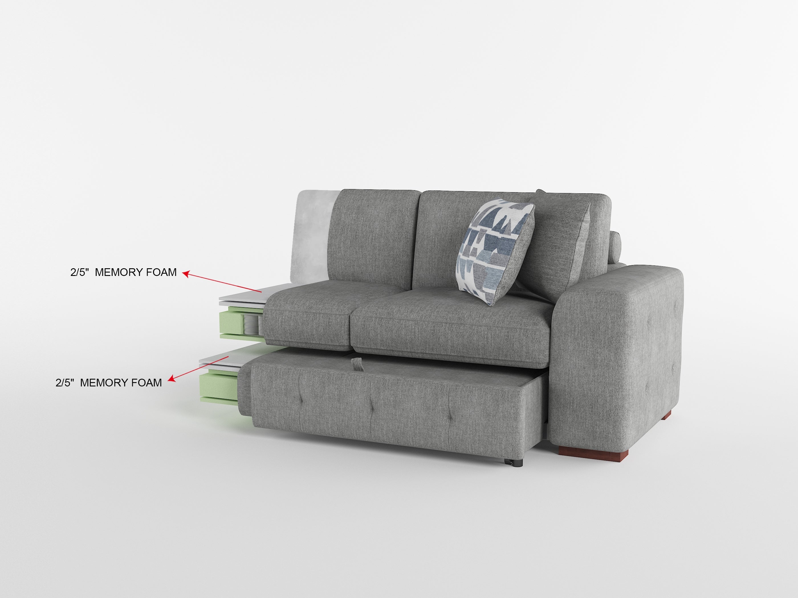 Pull-Out Sleeper Sofa Bed with Storage Chaise