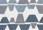 Pattern of blue and gray triangles on a white background