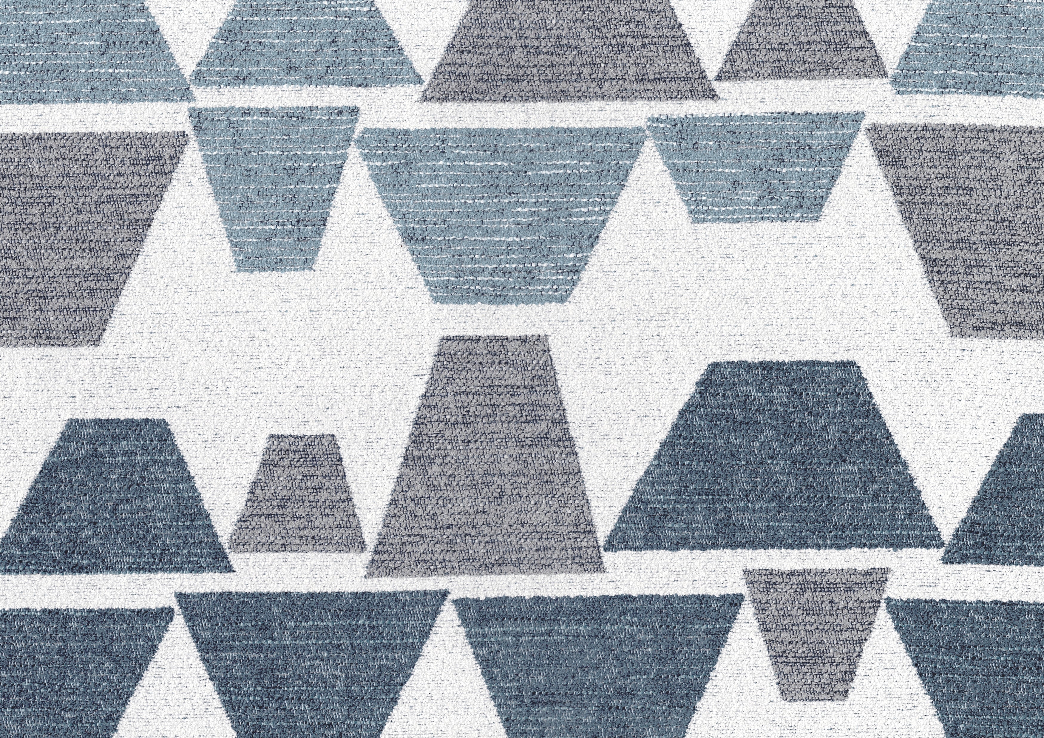 Pattern of blue and gray triangles on a white background
