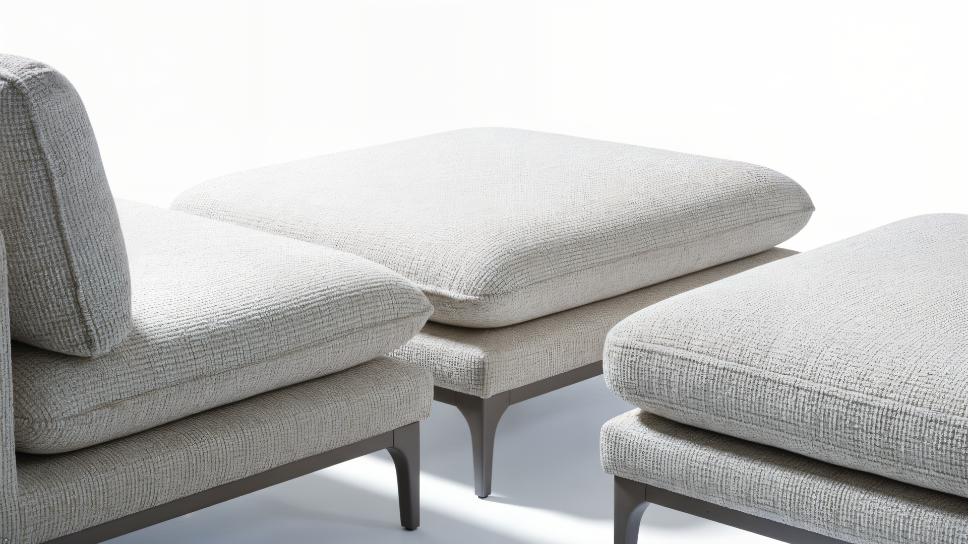 Gray upholstered furniture set on a white background