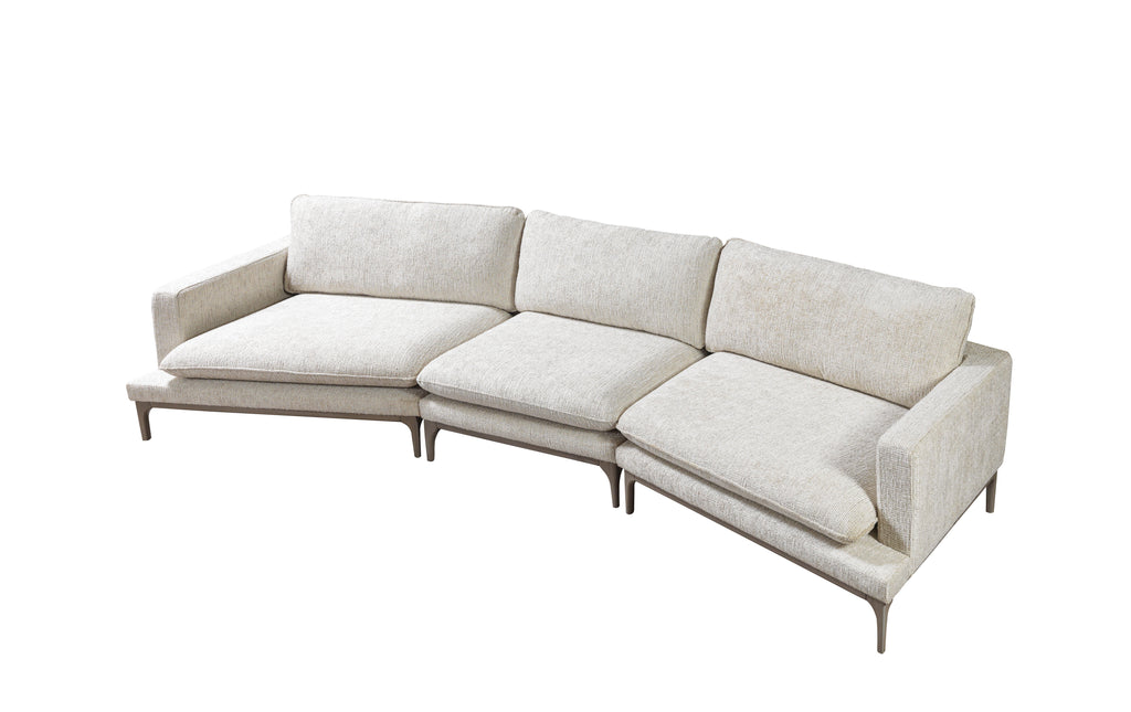 Beige sectional sofa on a white background