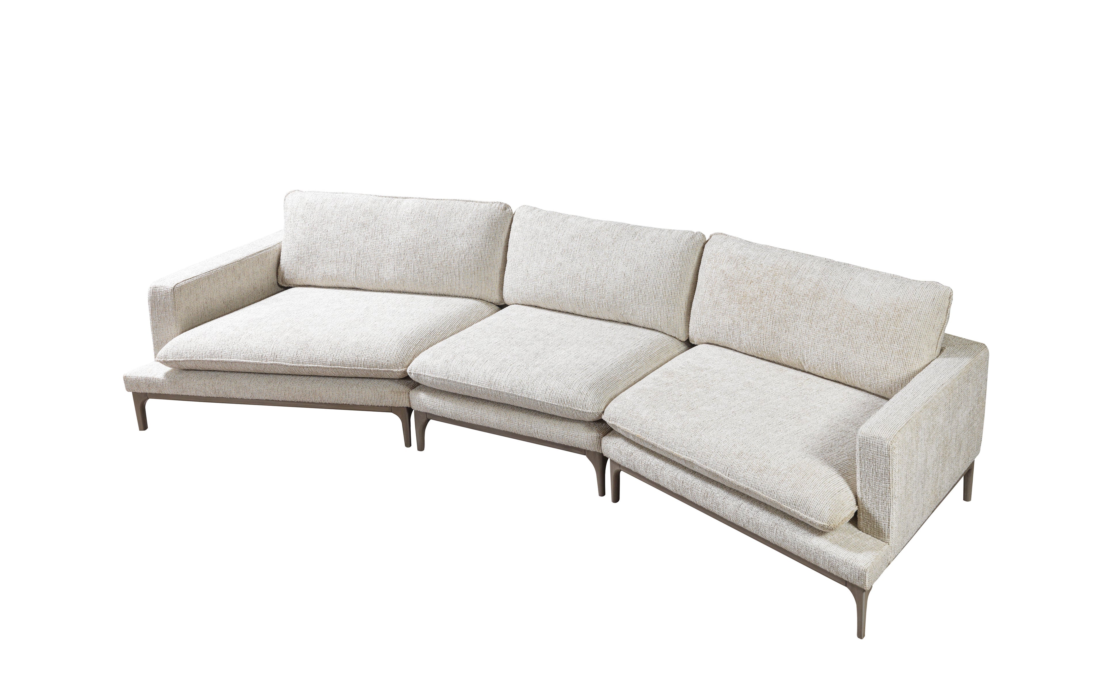 Beige sectional sofa on a white background