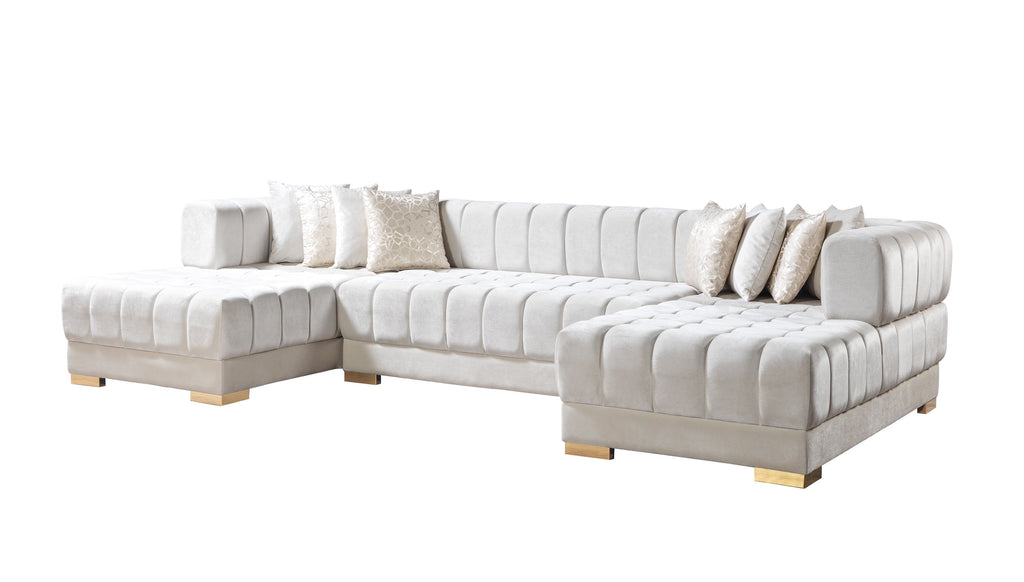 Beige sectional sofa on a white background