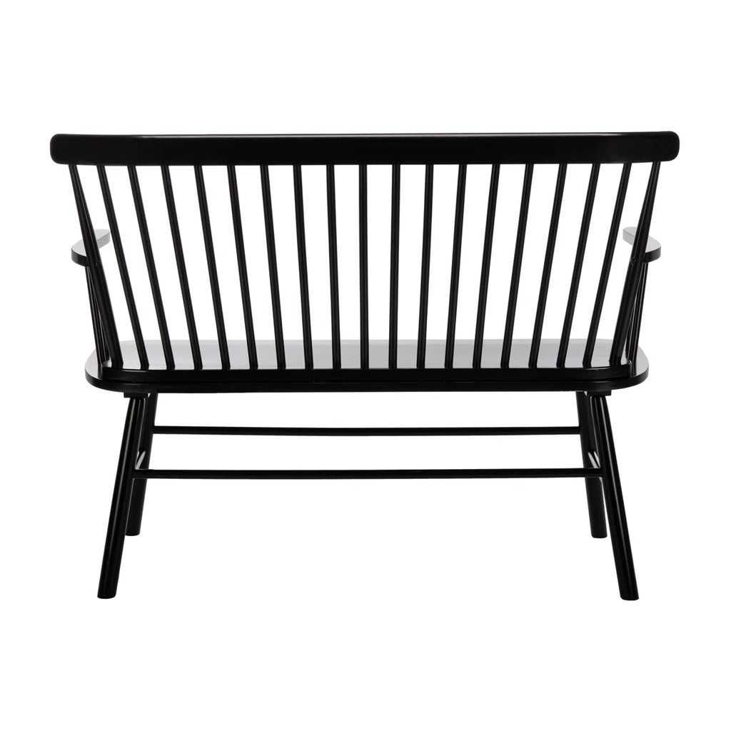 Black metal bench on a white background