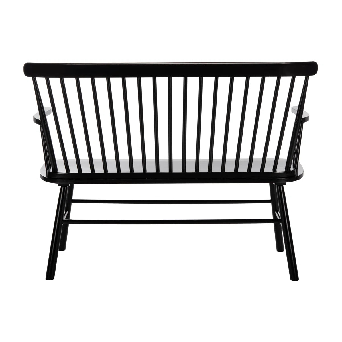 Black metal bench on a white background