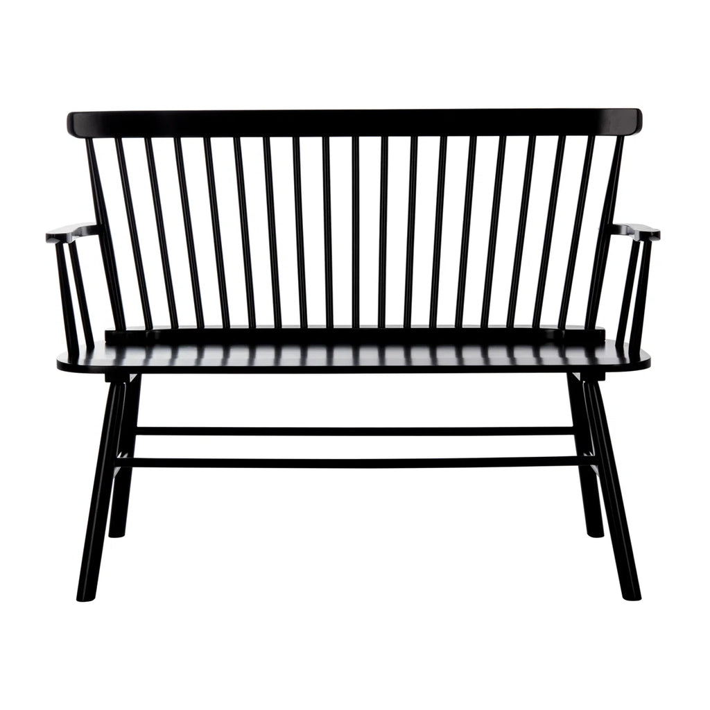 Black metal bench on a white background
