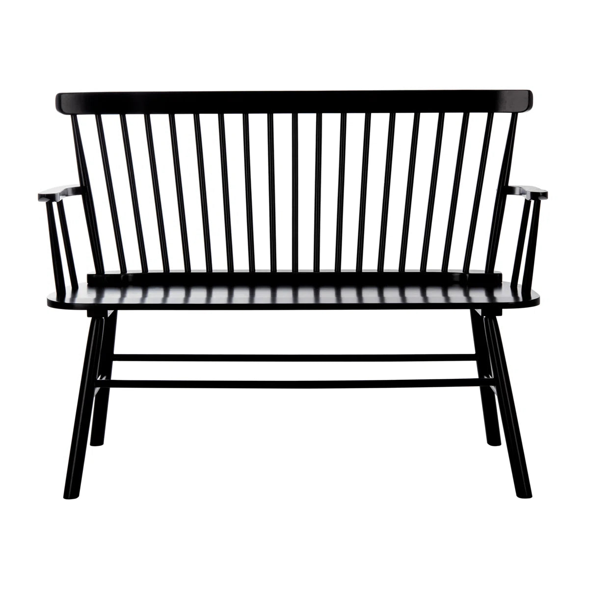 Black metal bench on a white background