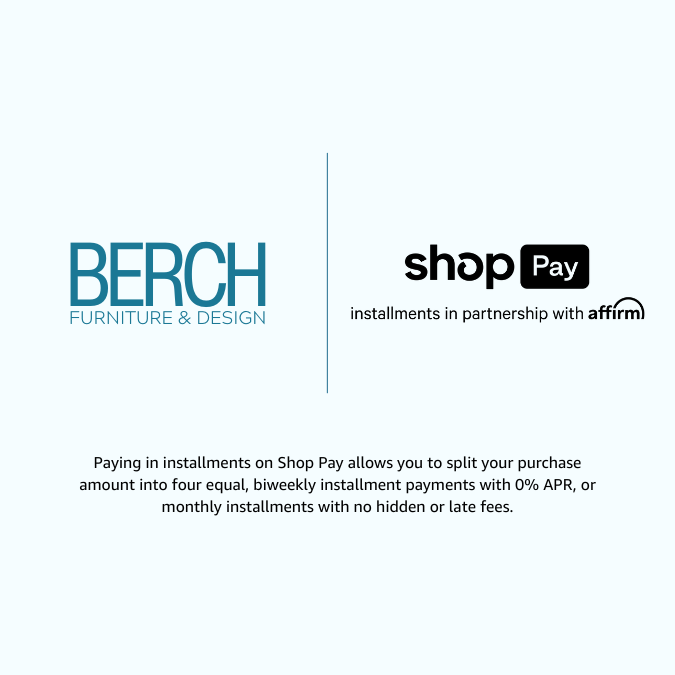Advertisement for Berch Furniture & Design with Shop Pay and Affirm logos on a white background.