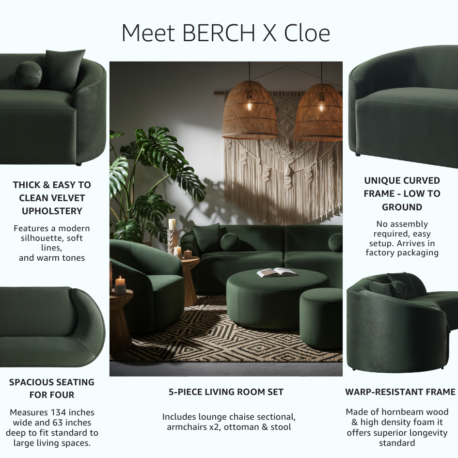 BERCH X Cloe | Velvet Sectional Lounge Chaise