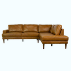 Brown leather sectional sofa on a white background