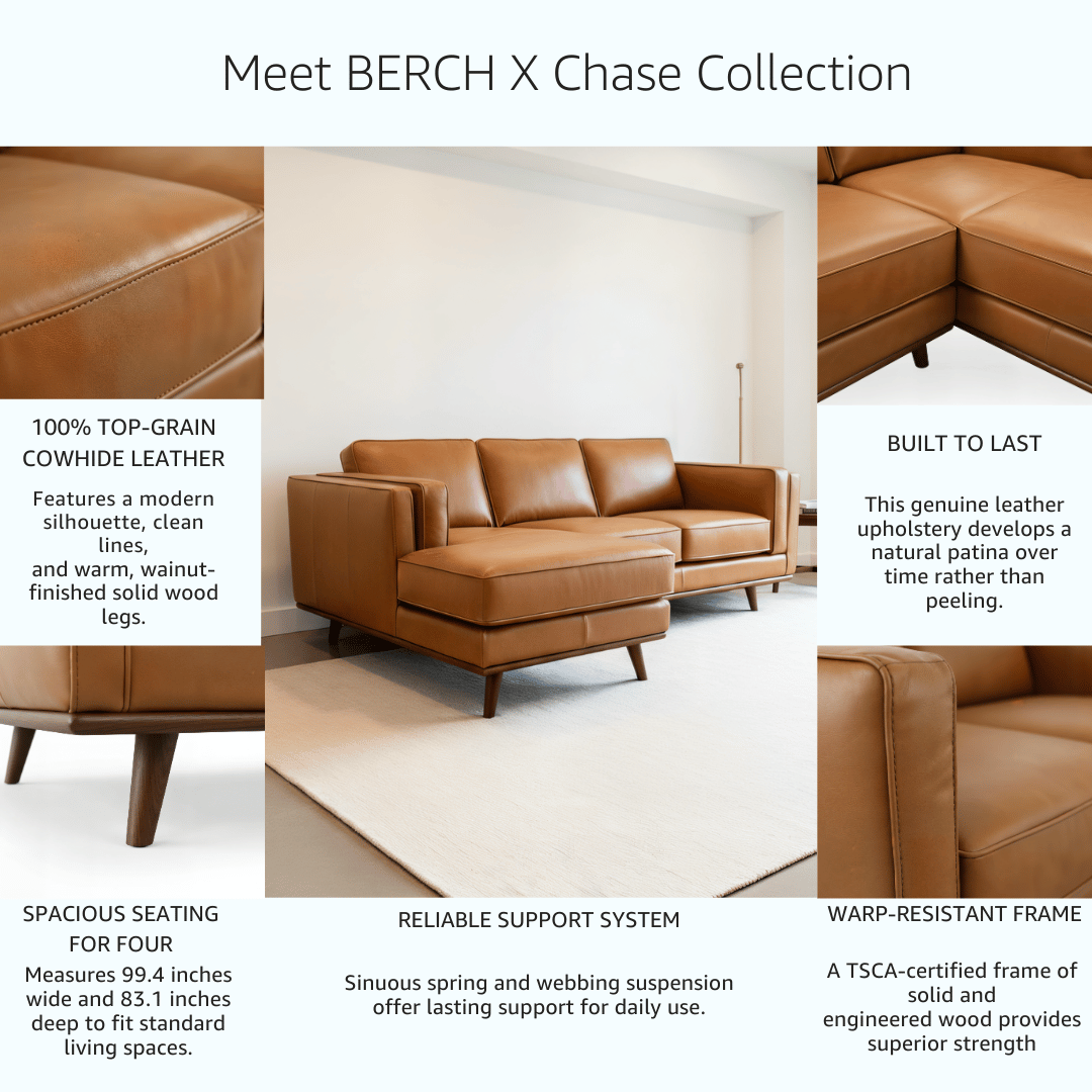 Chase Top-Grain Leather Sofa, 90 Inches MCM