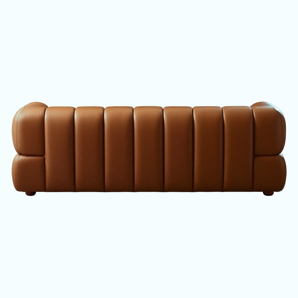 Brown leather sofa on a white background