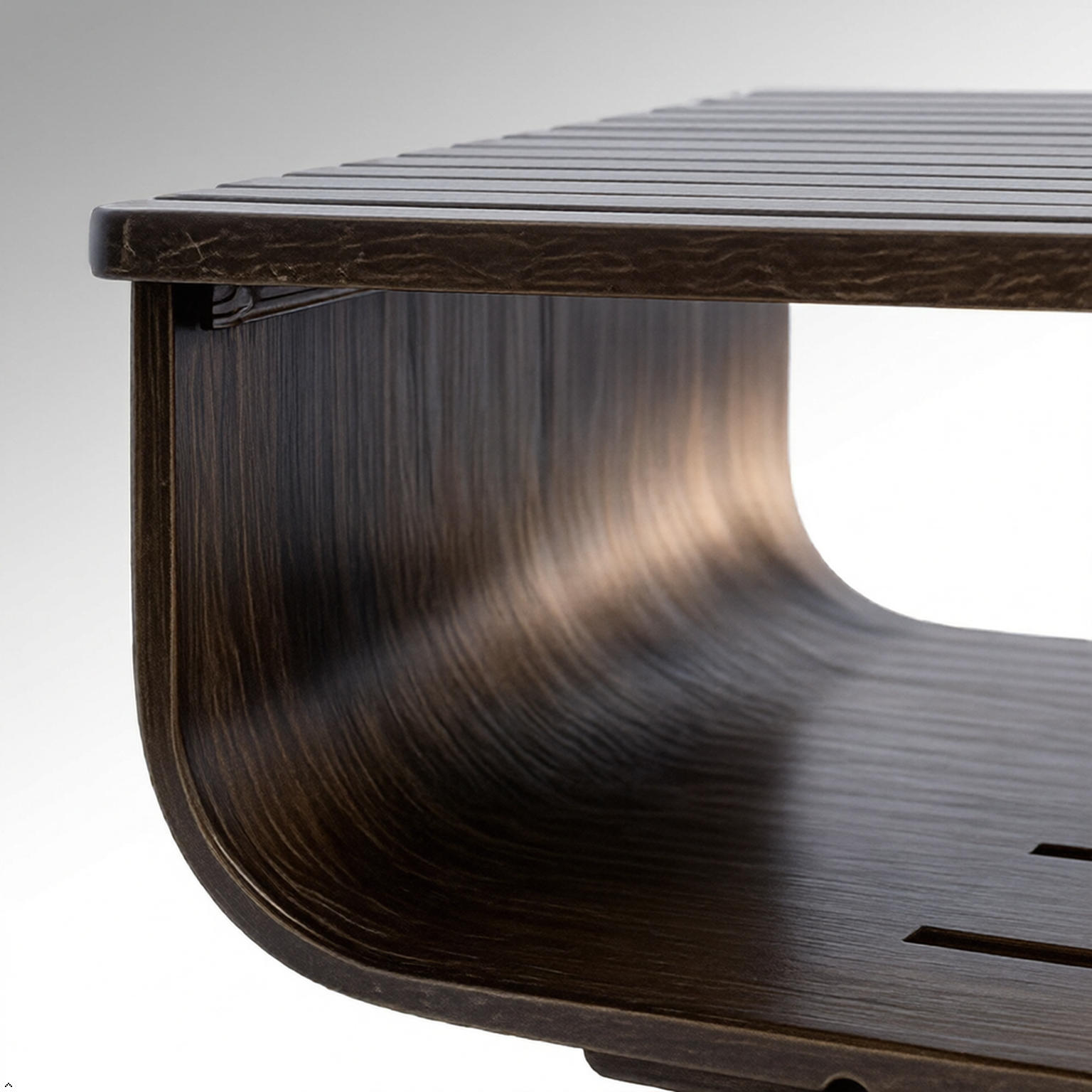 Close-up of a wooden product with a textured surface on a white background
