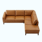 Brown leather sectional sofa on a white background