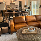 Top Grain BERCH Sectional Sofa Chaise closeup left facing sofa