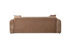 Brown sofa with two cushions on a white background